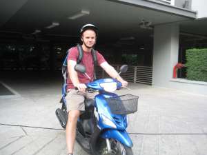 Rob on the motorbike in Chiang Mai, Thailand