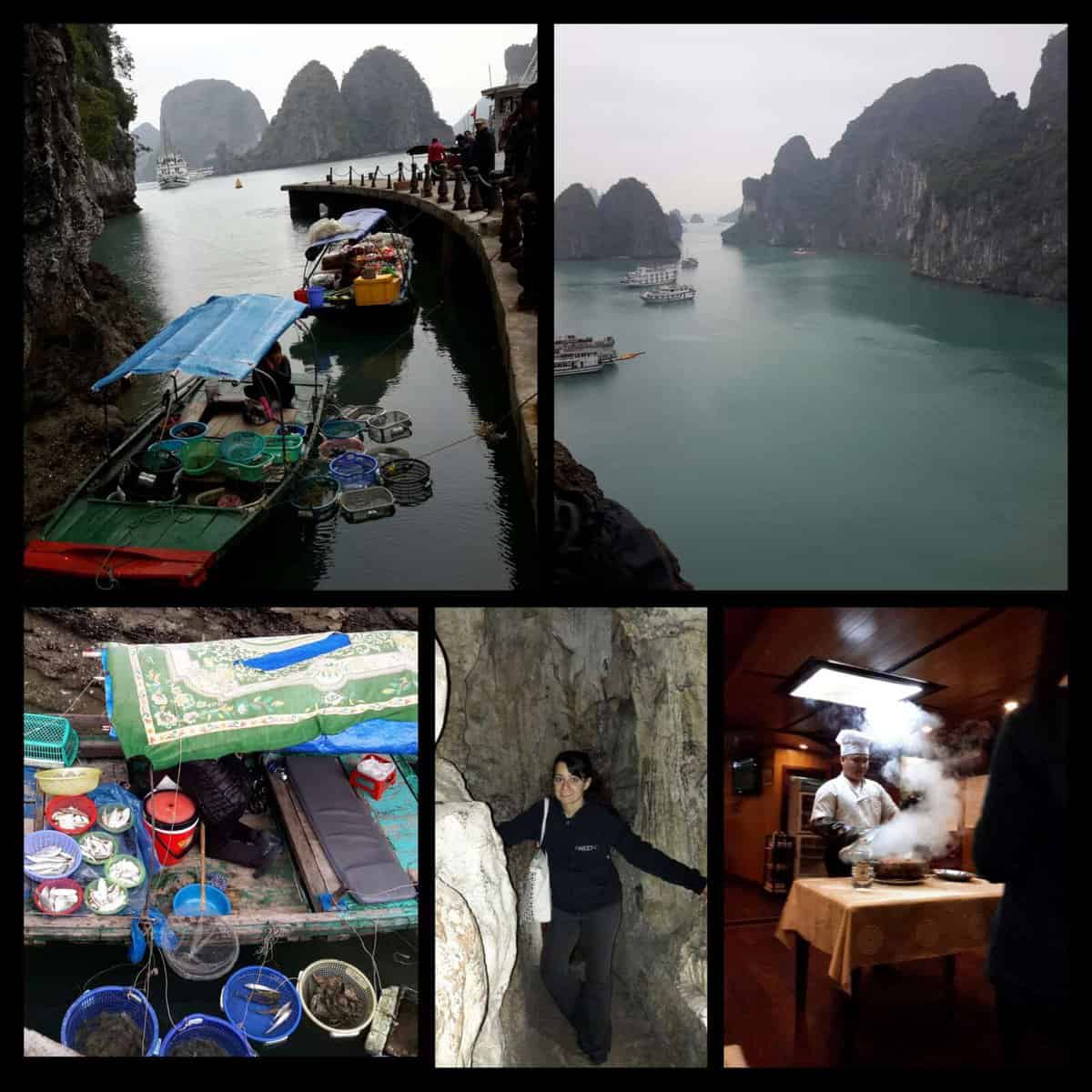 Ha Long Bay-Floating Market, caves and cooking on board Paloma