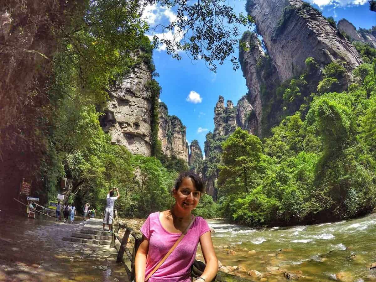 Trekking by the river in Zhangjiajie National Forest