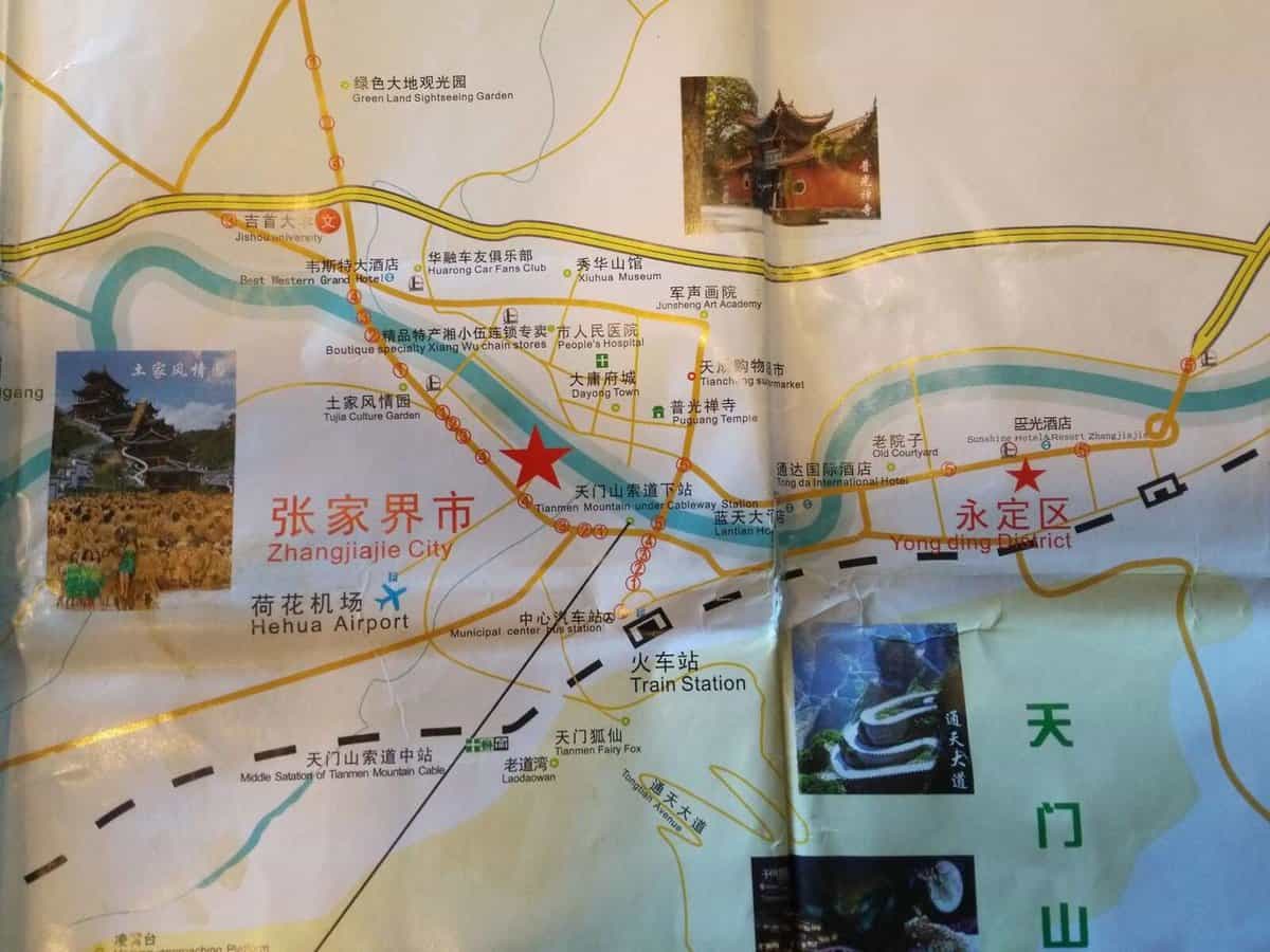 map of Zhangjiajie City