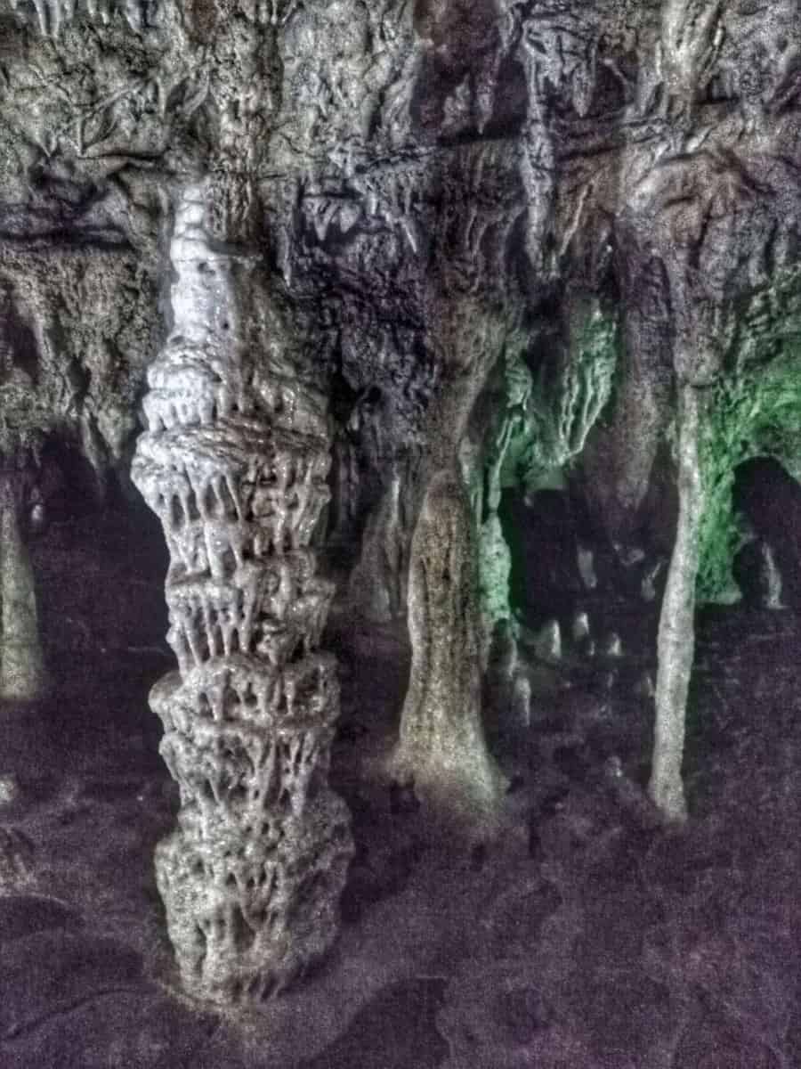 limestone formations inside Yellow Dragon Cave 