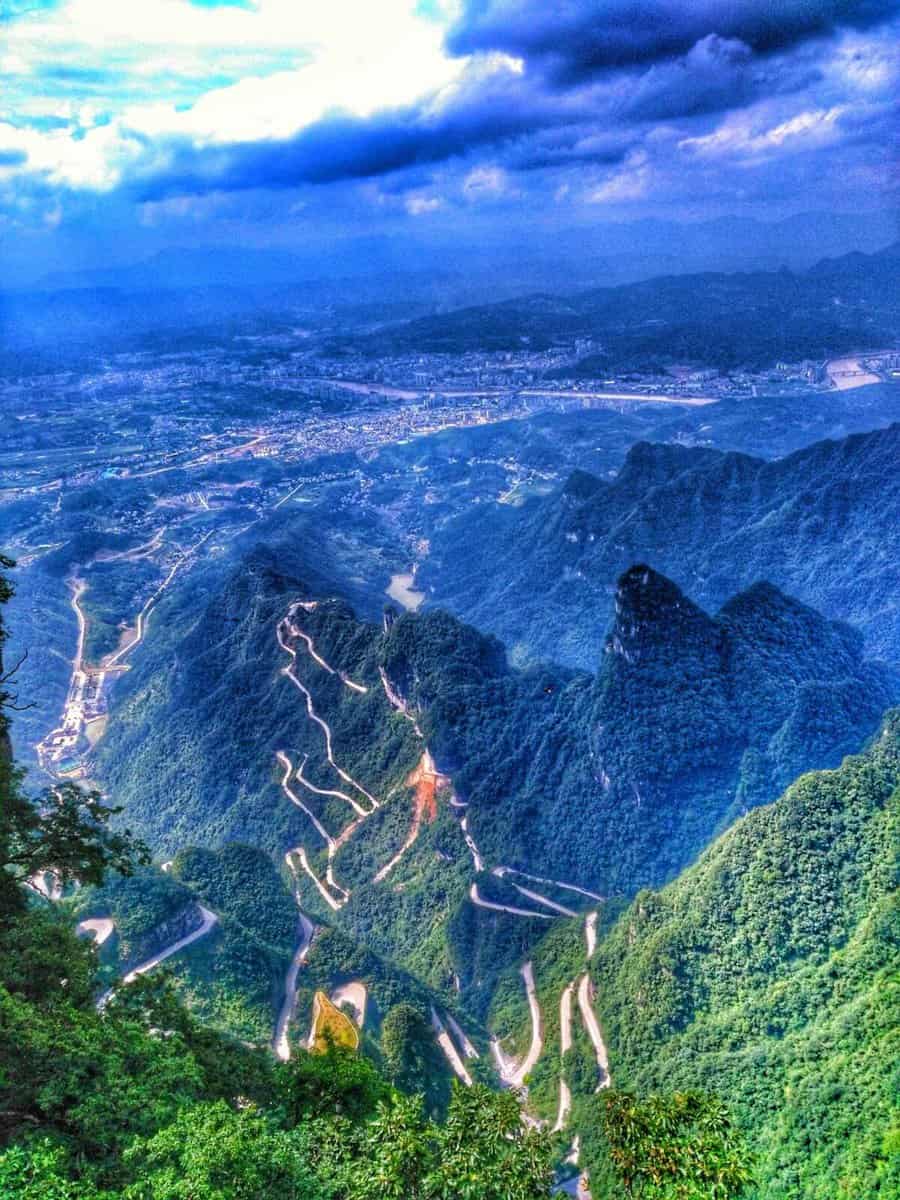 image of 99 bend road Views From Tianmen Mountain, Zhangjiajie, Hunan, China
