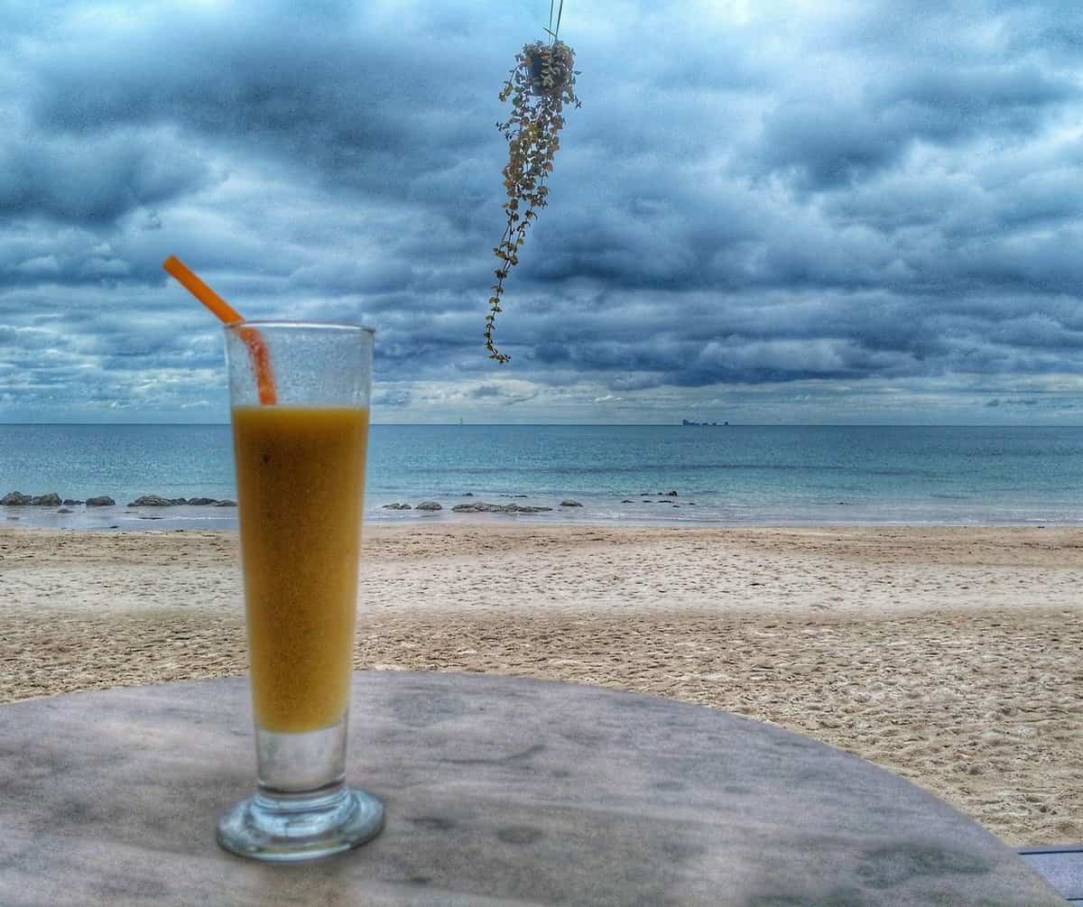 smoothie on the beach in Koh Lanta, Thailand