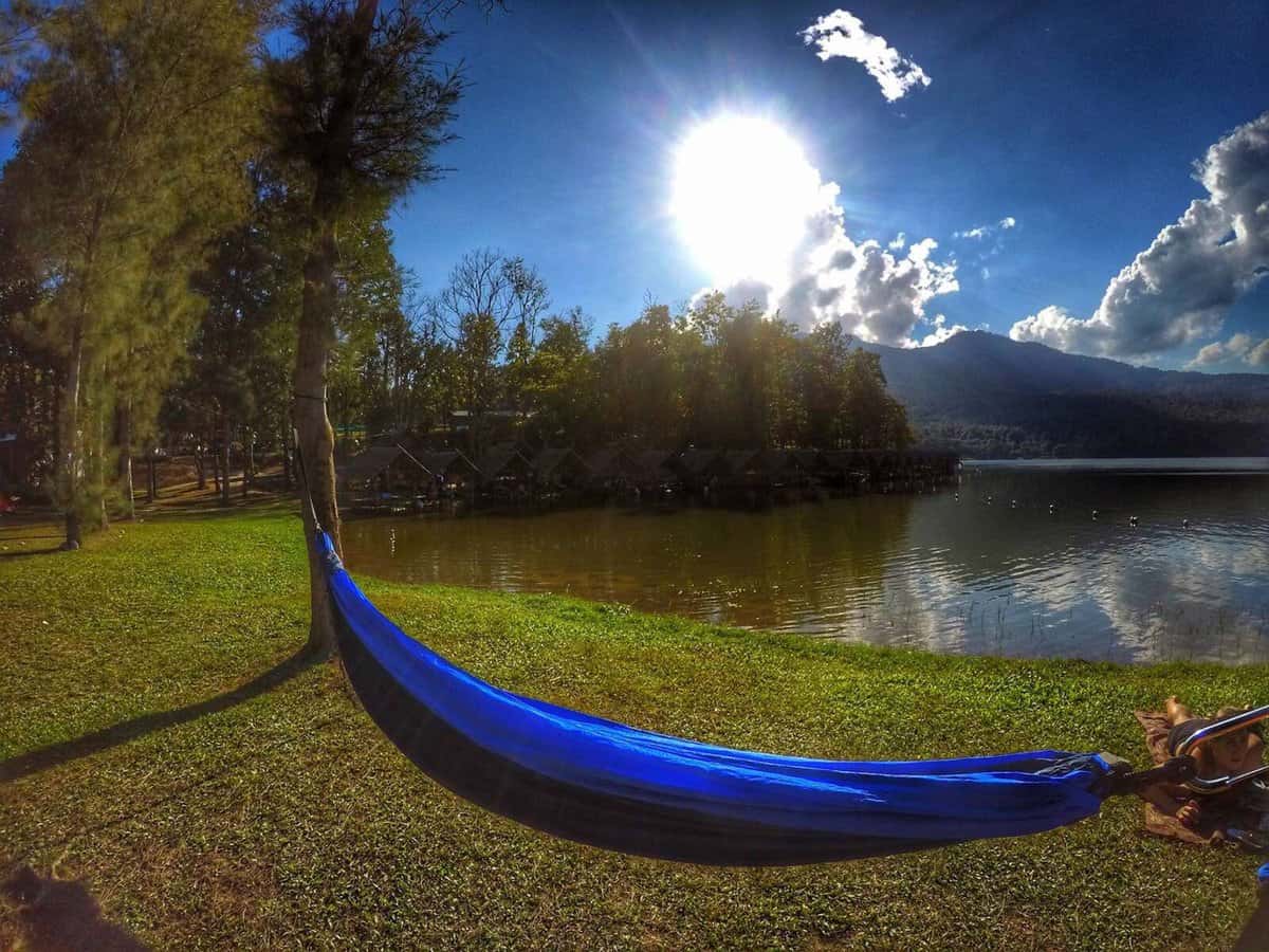 hammock at Huay Tung Tao Lake - picnic in Chiang Mai, Thailand