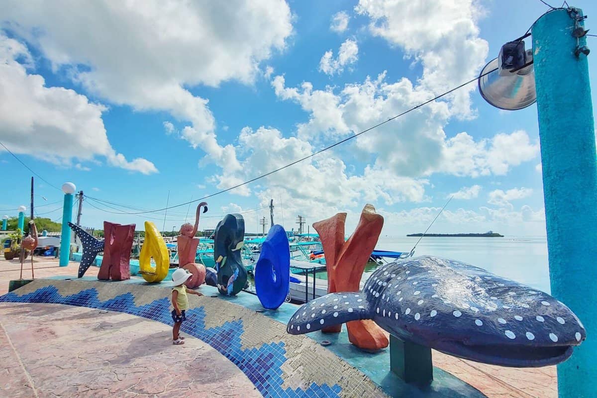 Holbox letters sign at ferry