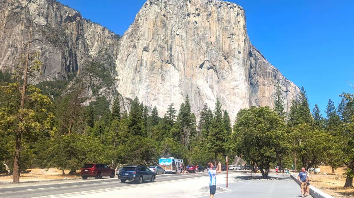family hiking in Yosemite
