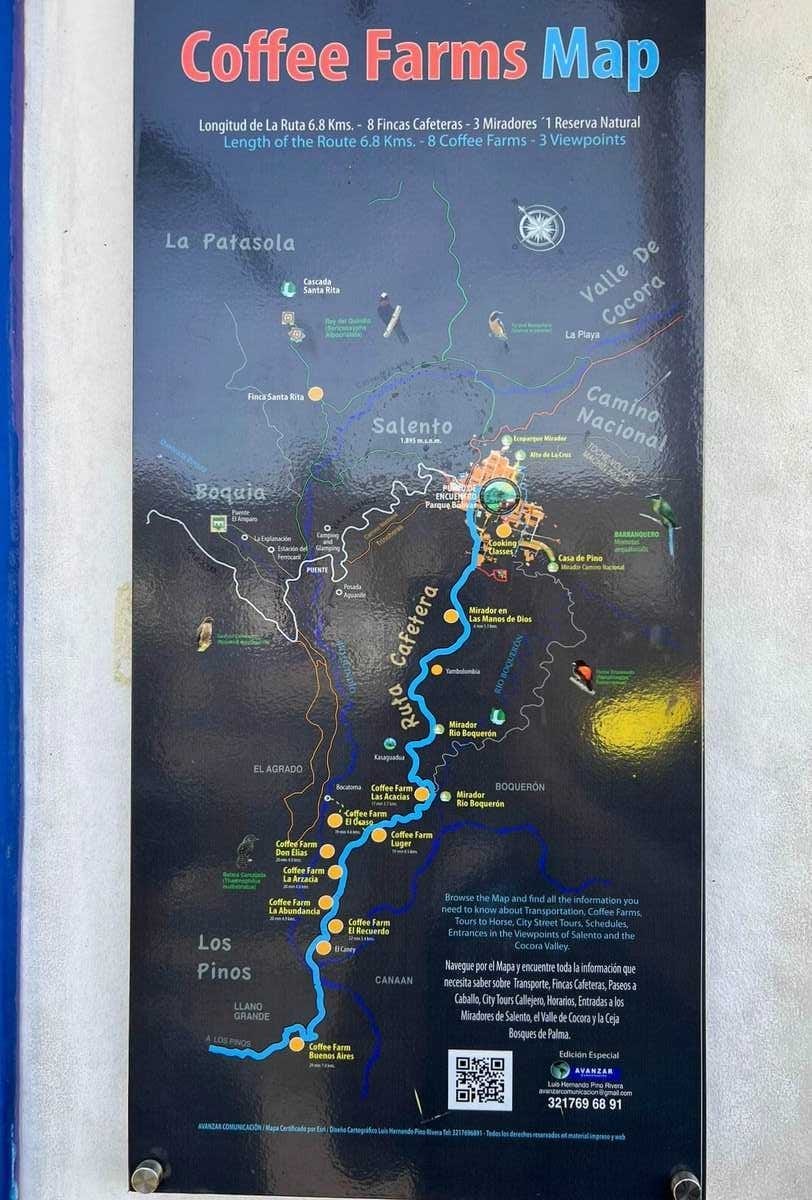 Coffee plantation - map of Salento farms to visit