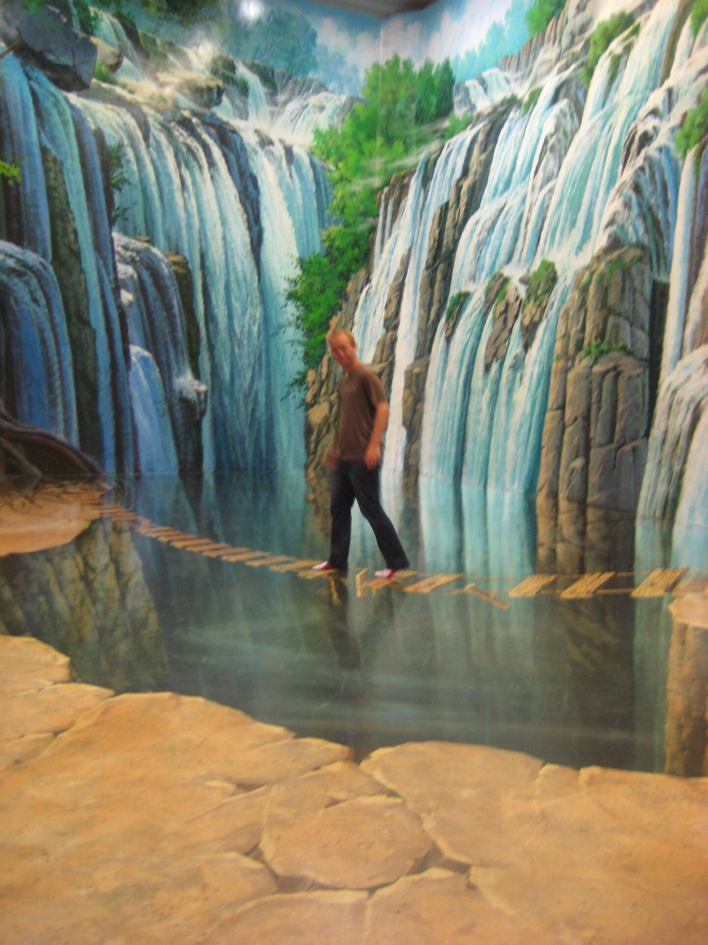 walk over wooden bridge