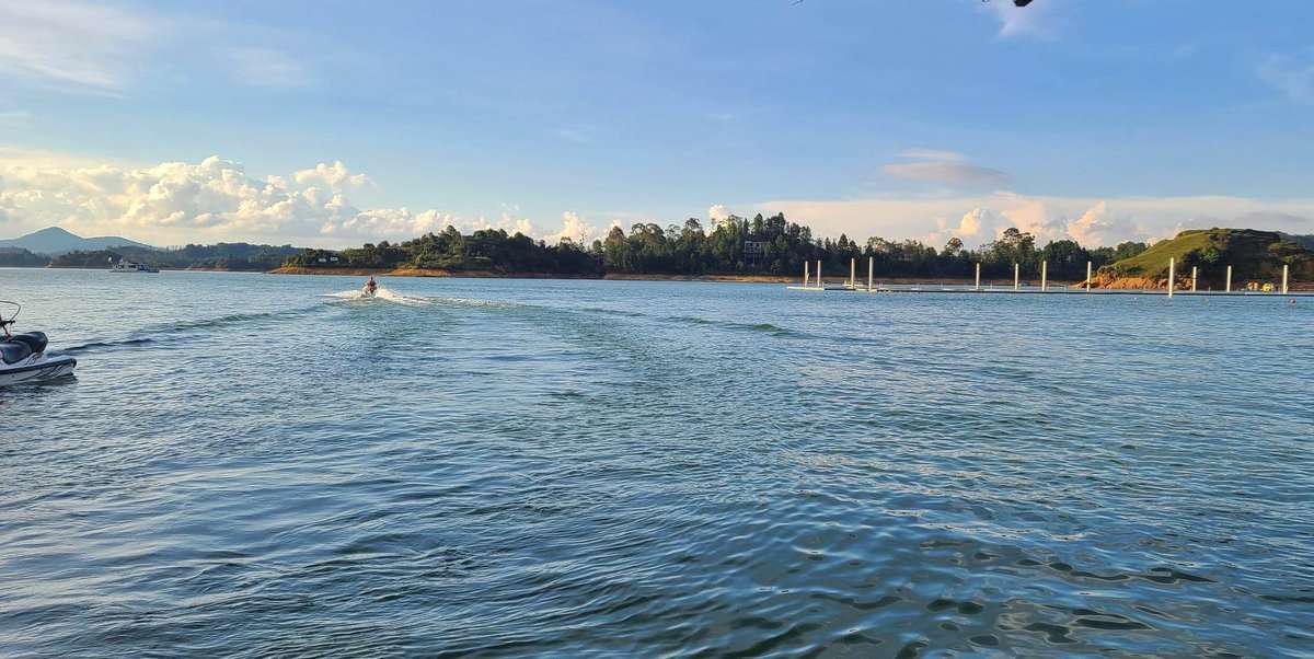 jet ski on Guatape Lakes in Colombia