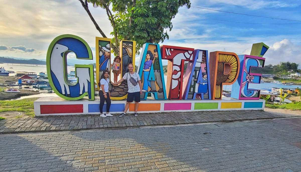 Malecon Guatape colorful sign - things to do